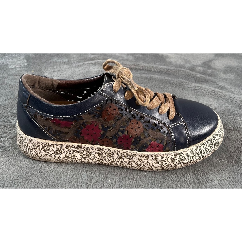 L'Artiste by Spring Step MEA Sneaker Womens 6.5-7 Blue Floral Handpainted Artsy